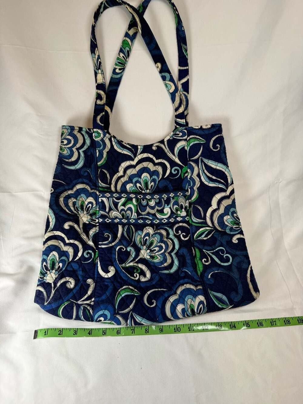 Vera Bradley Quilted Tote Bag in Mediterranean Blue Floral Print